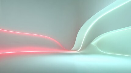 Naklejka premium Free futuristic curvy colorful glow architectural space white background