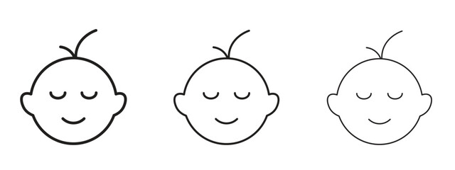 Child face icon concept. Editable stroke icon pack