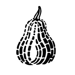 Single Black Abstract Pumpkin – Minimalist Linear Vector Illustration