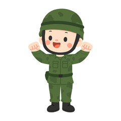 Fototapeta premium Cartoon Illustration of Soldier in Military Uniform
