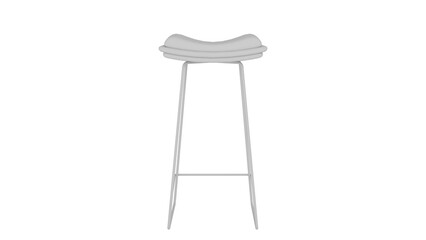 3D Render a white stool with a curved seat