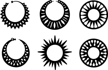 Fototapeta premium Abstract Hoop Earring Silhouettes Set