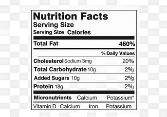 Editable Nutrition Facts Label Template in FDA Format, Vector Design on White Background, Clean Black and White Layout for Food Packaging, Supplements, and Product Branding.