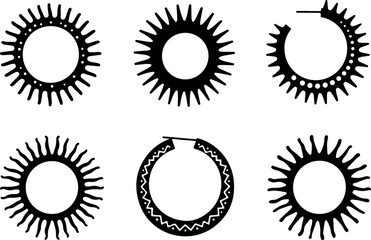 Fototapeta premium Abstract Hoop Earring Silhouettes Set