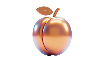 Isolated Metallic Iridescent Peach Fruit for Abstract Nutrition and Healthy Concepts