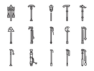 Trekking Pole Line Art Hiking Essential Gear Illustration