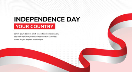 Social Media Banner for Indonesia Independence Day – Elegant Red and White National Ribbon Background