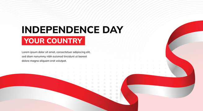 Social Media Banner for Indonesia Independence Day &ndash; Elegant Red and White National Ribbon Background