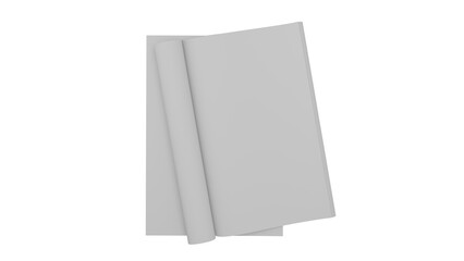 3D Render a white book with a blank page on it