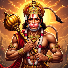 Lord Hanuman, a symbol of divine strength, devotion, and loyalty, is a heroic deity from the Ramayana known for his service to Lord Rama and his extraordinary spiritual powers.