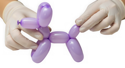 Balloon animal dog twisting with hands isolated on transparent background