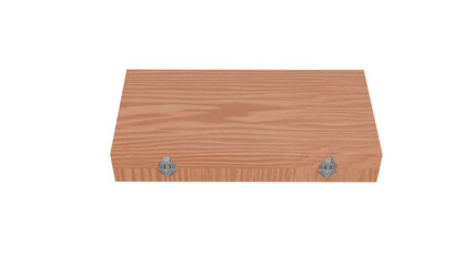 3D Render a wooden box with a metal latch on it