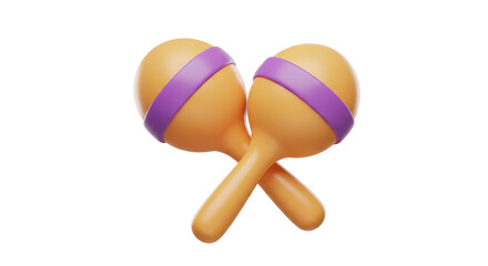 Isolated Stylized Pair of Maracas, Vibrant Musical Instruments for Celebration