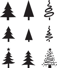 Obraz premium Festive Christmas tree icons for holiday celebrations and winter designs