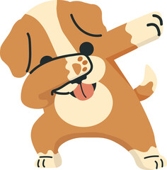 Cartoon Illustration of a Dog Dabbing