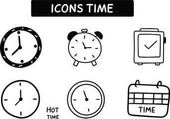 Fototapeta premium Doodle icons representing time and clocks