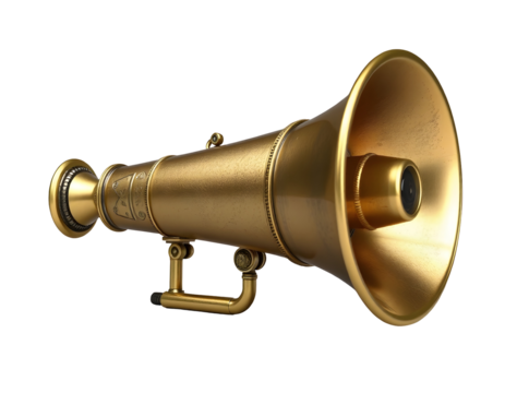 Golden Antique Megaphone on Transparent Background
