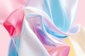 Abstract, vibrant, iridescent fabrics in pastel colors