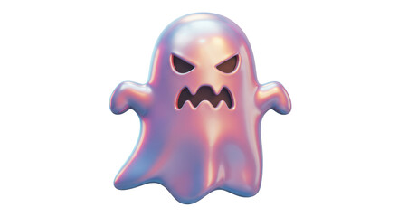 Isolated Iridescent and Angry Ghost Figure, Spooky Halloween Illustration