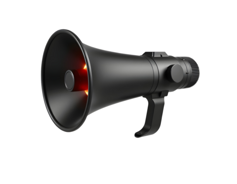 Black Megaphone with Red Glow Announcing Loudly