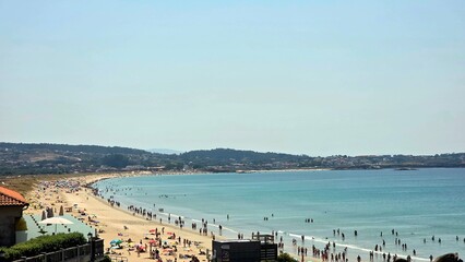 panoramic view of la lanzada beach in summer, galicia, spain