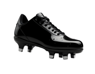 Glossy Black Football Cleat with Silver Studs