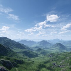 Naklejka premium Hills Under a Bright Sky