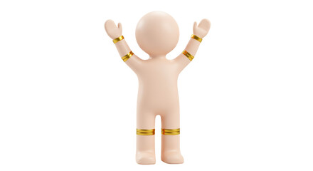 Isolated Stylized Human Figure with Gold Bracelets, Symbolizing Success, Wealth, or Celebration