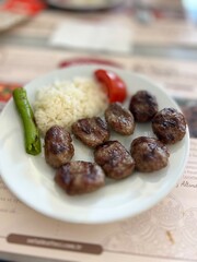grill kofte and rice