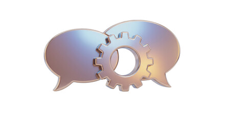 Isolated Interacting Speech Bubbles with a Central Gear, Symbolizing Communication Processes and Solutions