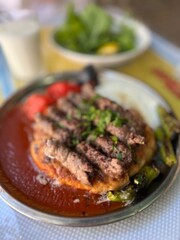 lamb chops and vegetables
