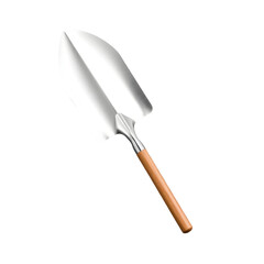 Fototapeta premium Shiny Metal Garden Trowel with Wooden Handle on Transparent Background