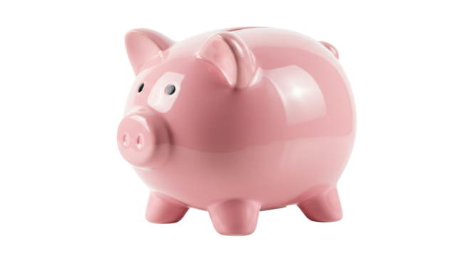 Isolated Cute Pink Ceramic Piggy Bank for Savings and Investments