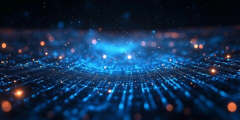 Obraz premium A glowing digital globe with a web of interconnected lines and data streams.