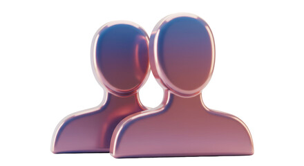 Isolated 3D Render of Two Abstract Person Icons, Representing Users or Community