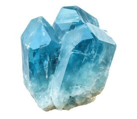 Obraz premium Stunning close up display of transparent blue aquamarine crystal gemstone cluster