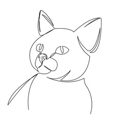 One continuous single drawing line art flat doodle pet, animal, cute, playful, domestic, feline, tabby, kitty. Isolated image hand draw contour on a white background
