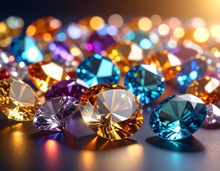 Sparkling gemstones, various colors