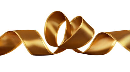 Elegant golden ribbon flowing gracefully on a transparent background