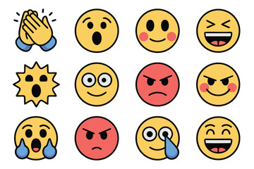Obraz premium Emojis A Collection of Facial Expressions