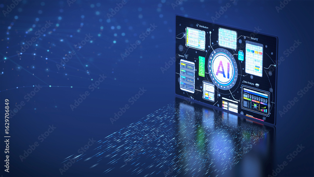 Poster digital monitor display ai graphic on screen