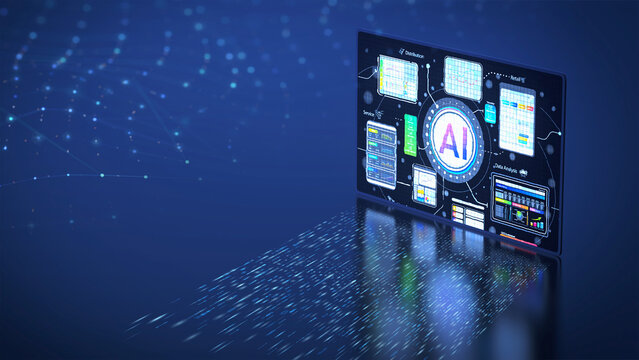 Digital monitor display ai graphic on screen