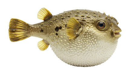 Isolated Realistic Spiky Puffer Fish with Inflated Body and Intricate Details © Lily