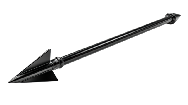 Black arrow decoration with a sleek design and transparent background
