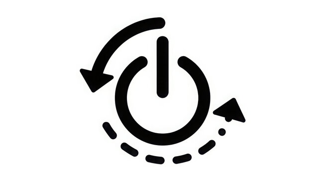 Ai generated image of power button icon with cycle arrows isolated on transparent background