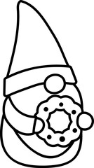 Winter Christmas gnome thick line icon.
Cute holiday gnome character outline Isolated.
Transparent background. SVG.