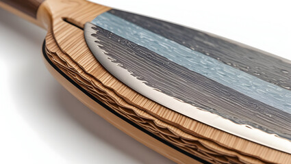 Sport Equipment Close-up macro shot of paddle blade edge showing layered material texture and fine craftsmanship, isolated over white background (4)