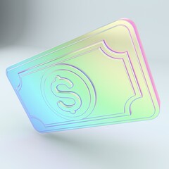 Money's Alluring Hues A minimalist, photorealistic illustration showcases the elegance of a dollar bill, presented with a modern, abstract twist that combines money and art.