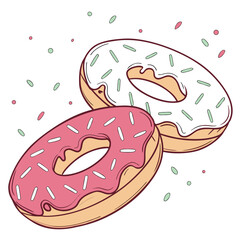 Pink and white frosted donuts with sprinkles food sweet