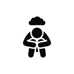 Depression Icon Showing a Person Hunching Underneath a Dark Cloud Which Represents a Sad and Hopeless Emotion